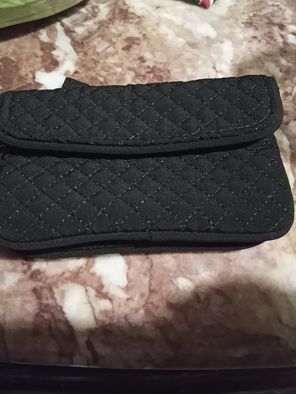 Vera Bradley Black Quilted Wristlet with Pink Floral ID Window - Picture 2 of 7